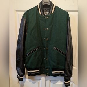 Roots Forest Green and Black Varsity Jacket Size Large Excellent Condition